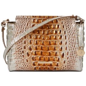 Brahmin Hillary Leather Crossbody In Macchiato Ombre Melbourne w/ gold metal tag